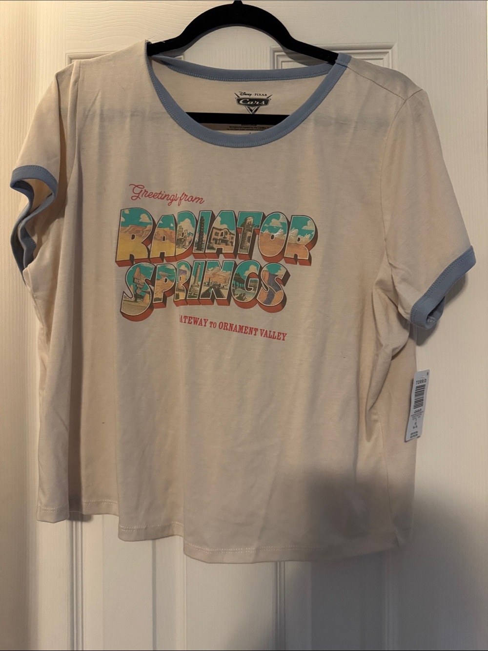 Disney Radiator Springs Graphic Ringer Tee - Cream & Light Blue Trim
